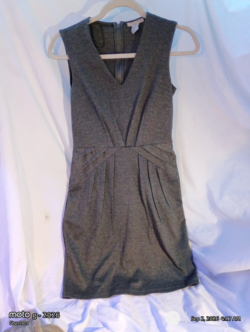 Sleeveless V-Neck Gray Sheath Dress